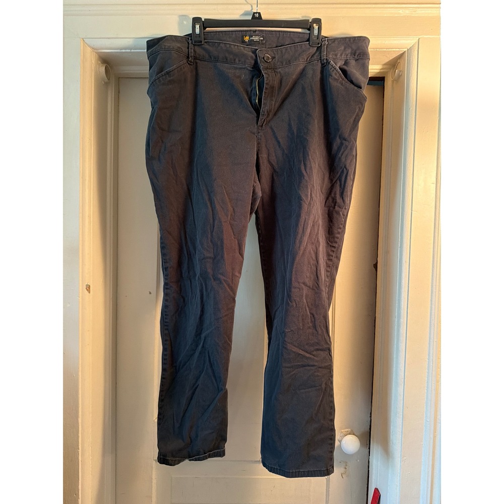 Lee Plus Relaxed Fit Straight Leg Pants Charcoal Gray Mid Rise 22W Medium